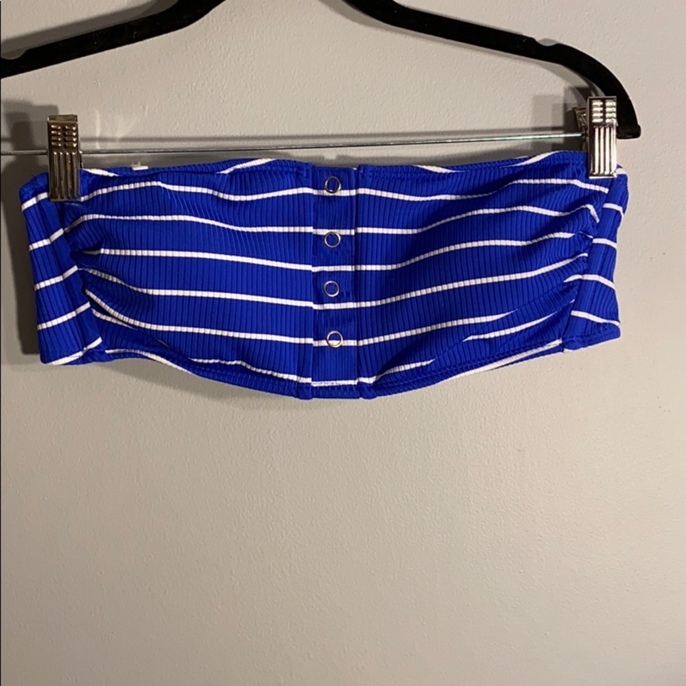 Blue and white bikini